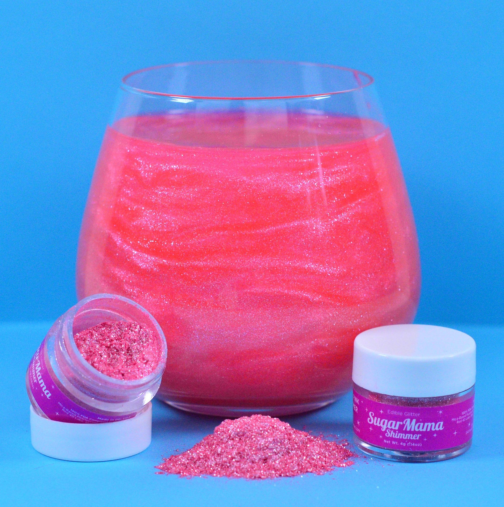 Girl Power Pink Shimmer  Edible Drink Glitter for Drinks – Sugar Mama  Shimmer