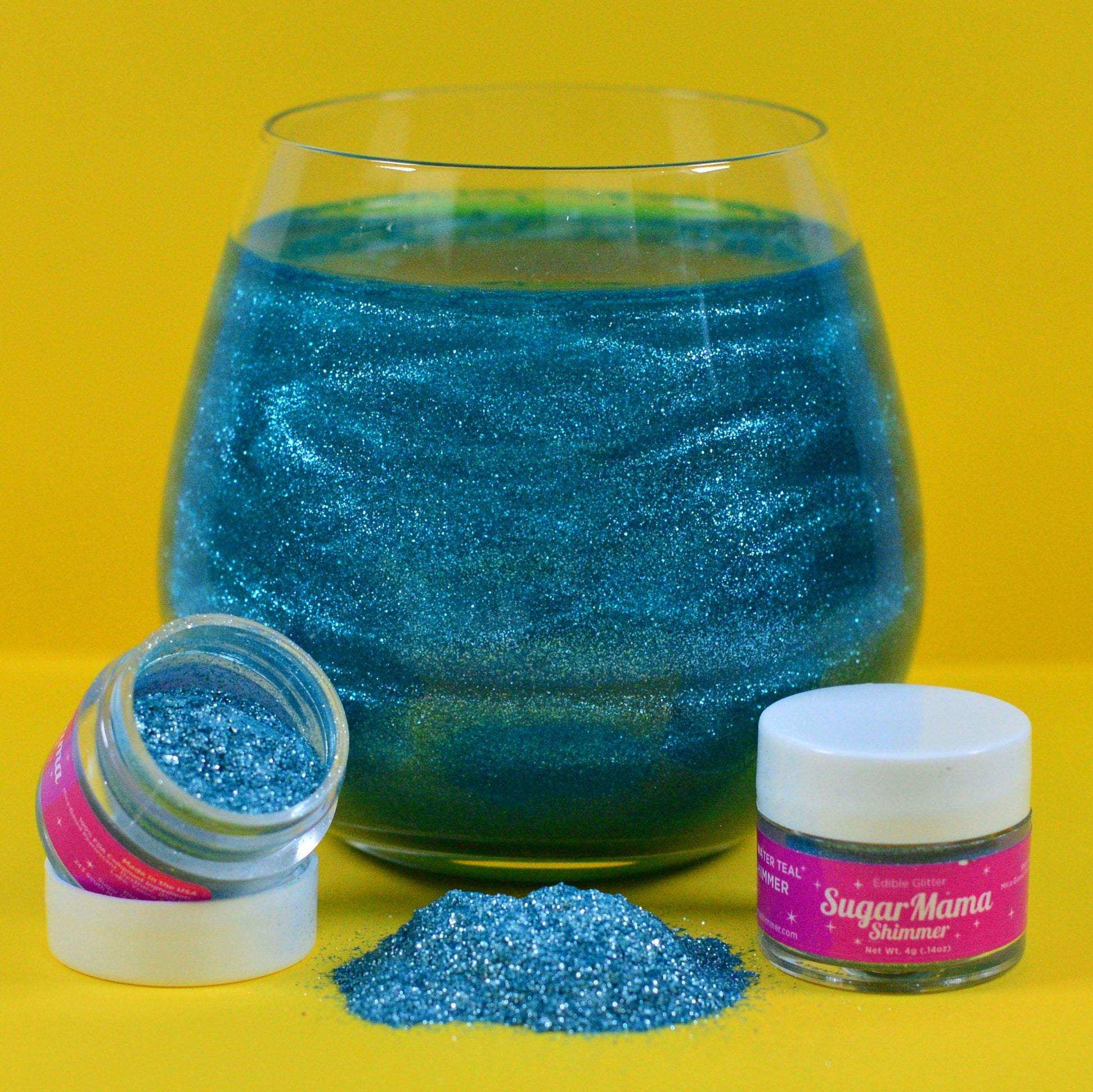 Mermaid Water Teal Shimmer  Edible Glitter for Drinks – Sugar Mama Shimmer